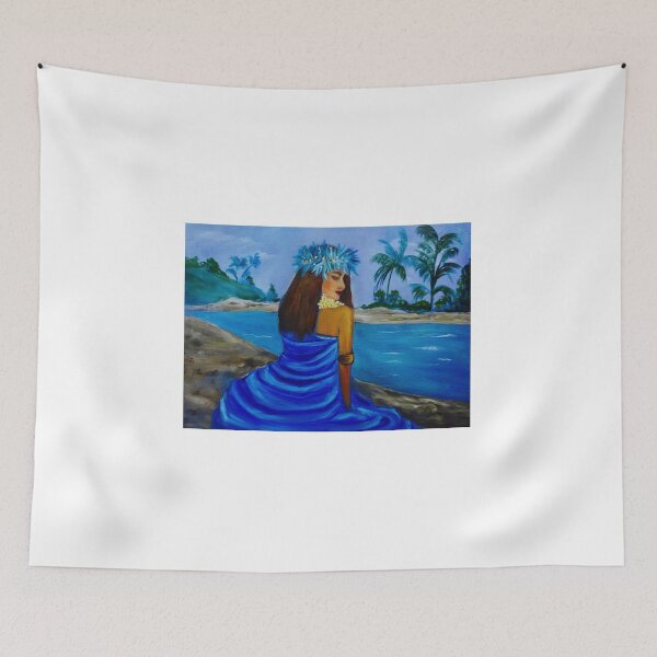 Item preview, HULA GIRL ON THE BEACH IN BLUE designed and sold by jennyleeandjim.