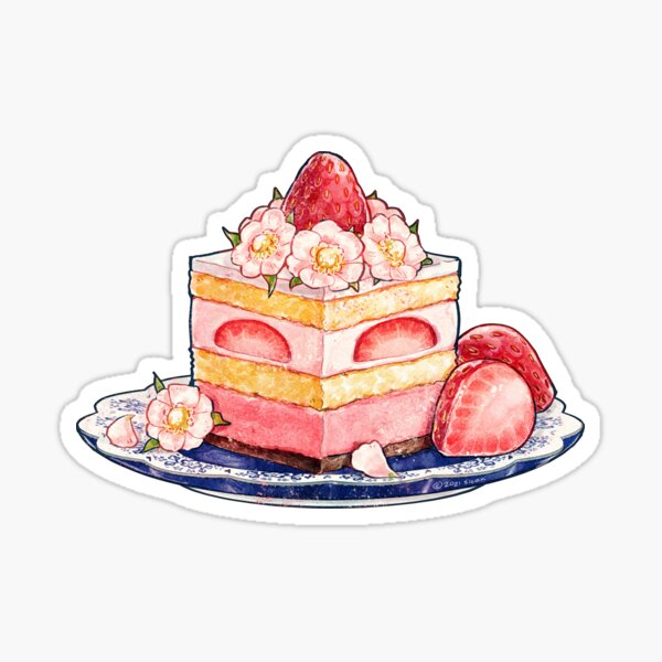 Item preview, Strawberry Tea Cake With Blossoms designed and sold by DesignsBySloan.