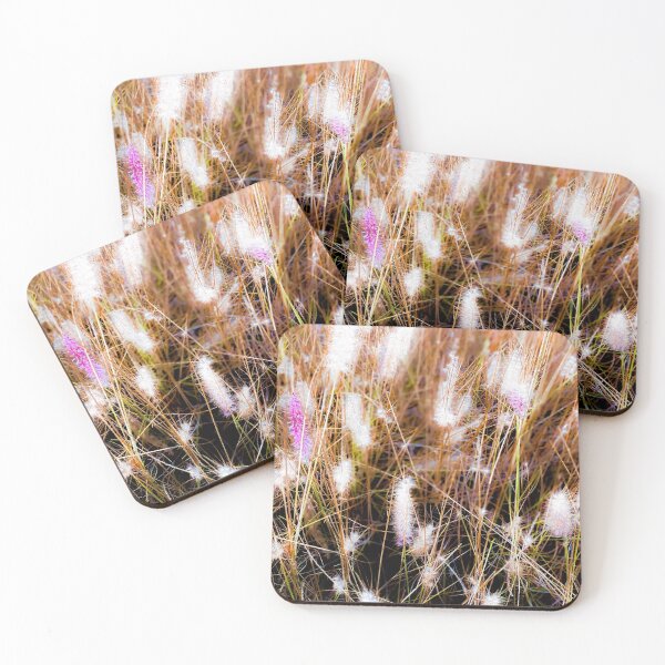 Item preview, Closeup blooming pink grass flowers field abstract designed and sold by Mrvell.