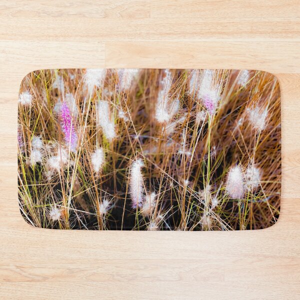 Item preview, Closeup blooming pink grass flowers field abstract designed and sold by Mrvell.