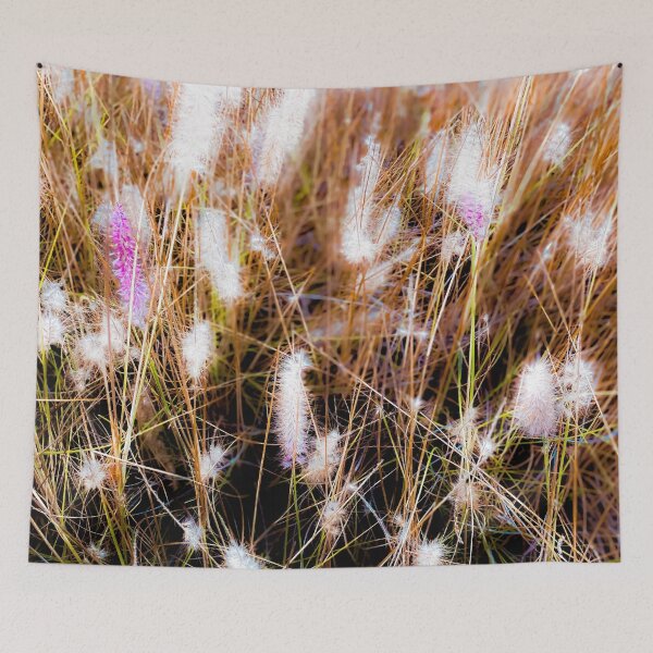 Item preview, Closeup blooming pink grass flowers field abstract designed and sold by Mrvell.