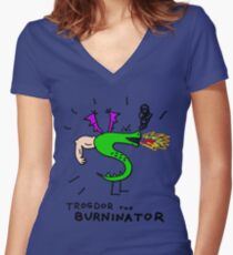 Trogdor, The Burninator Women's Fitted V-Neck T-Shirt