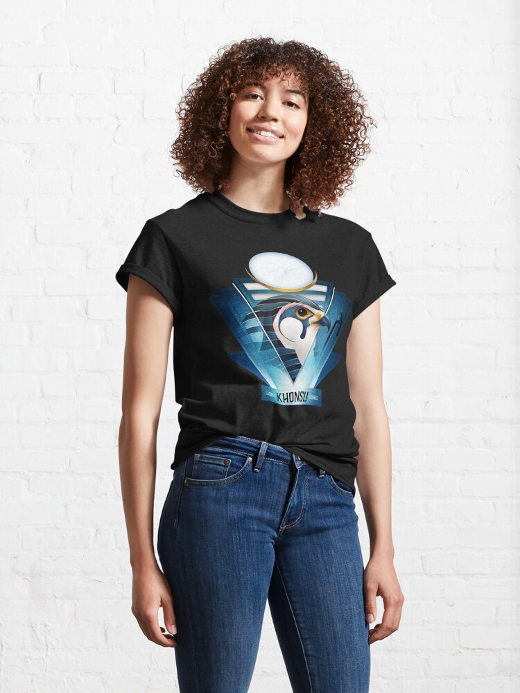 Classic T-Shirt, Egyptian Mythology Moon God Khonsu designed and sold by DiggerDesignsNY