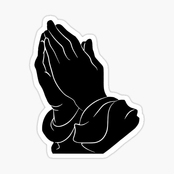 hands folded in prayer. Sticker Stock Vector