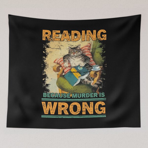 Item preview, Reading Because Murder Is Wrong Funny Cat Love Book designed and sold by BaseStore.