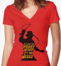 Indiana Jones: It's the Mileage Women's Fitted V-Neck T-Shirt