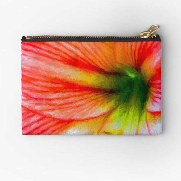 Candy-Cane Striped Amaryllis Zipper Pouch