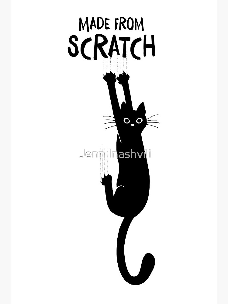 Made From Scratch | Funny Black Cat Hanging On | Art Board Print