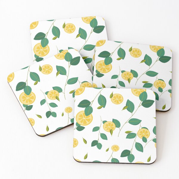 Item preview, pattern with lemon slices and branches of a lemon tree designed and sold by milkyway555.