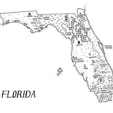 Artwork thumbnail, Florida as a fantasy map - black and white by aldayuan