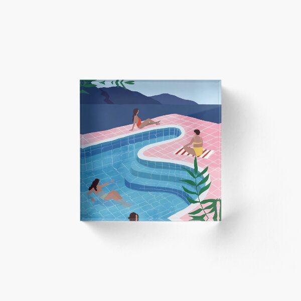 Pool Ladies | David Hockney Poster Acrylic Block