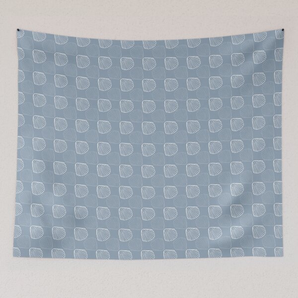 Artikelvorschau, Graues blaues Strand-inspiriertes geometrisches Schalen-Muster entworfen und verkauft von CJAura by Claire Jane Johnson.