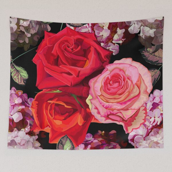 Item preview, Red rose and hydrangea flowers. designed and sold by WeeraS.