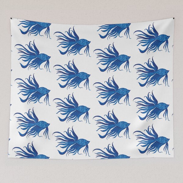 Item preview, Fancy Watercolor Blue Fish designed and sold by HeatherNafeArt.