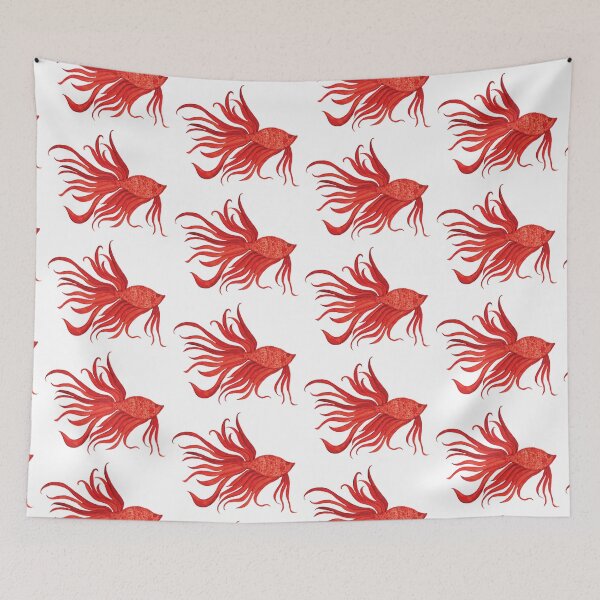 Item preview, Fancy Watercolor Red Fish designed and sold by HeatherNafeArt.