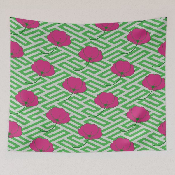Item preview, Flying flowers Pink and Green 09  designed and sold by vortexatelier.