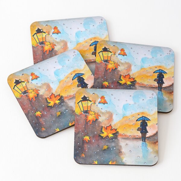 Item preview, Autumn Rain colorful landscape painting designed and sold by artbymanjiri.