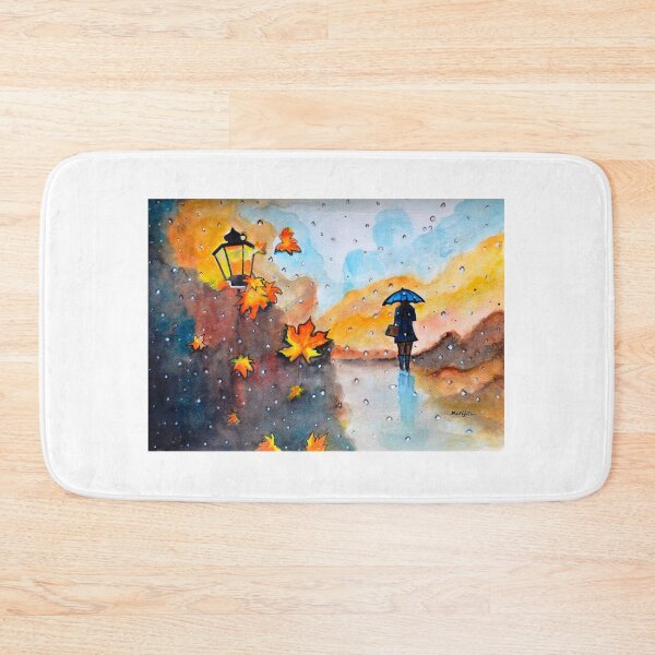 Item preview, Autumn Rain colorful landscape painting designed and sold by artbymanjiri.