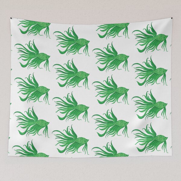Item preview, Fancy Watercolor Green Fish designed and sold by HeatherNafeArt.