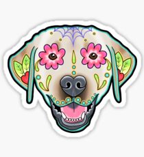 Labrador Retriever in Yellow - Day of the Dead Lab Sugar Skull Dog Sticker