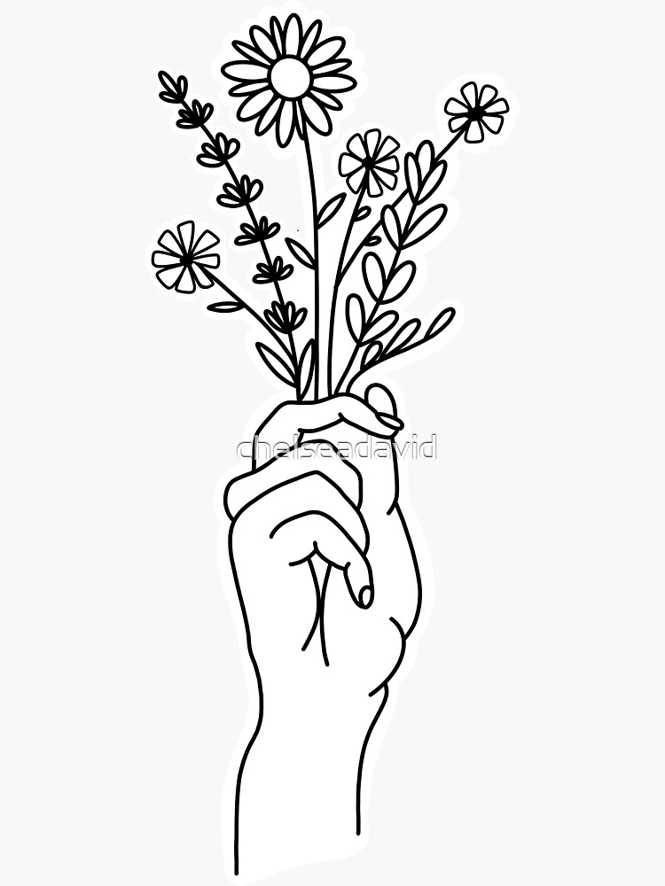 Hand Holding Flowers Sticker For Sale By Chelseadavid Redbubble