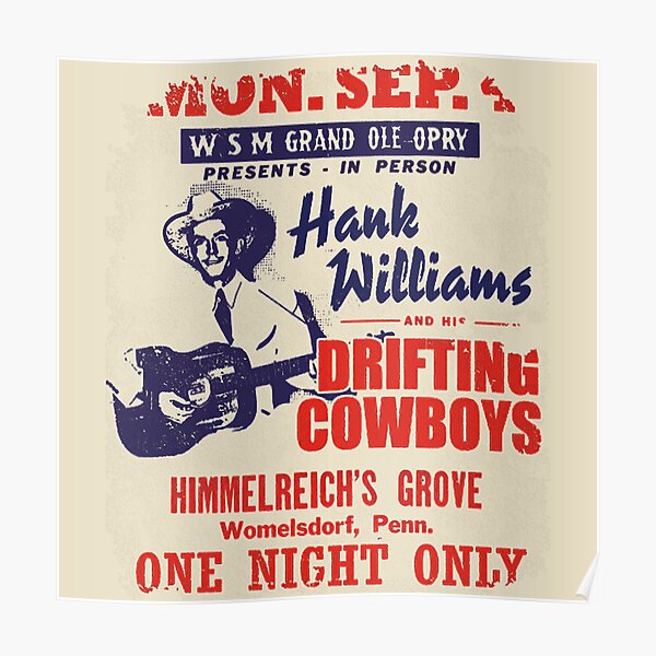 "Hank Williams Concert Poster, Distressed T-Shirt" Poster For Sale By ...