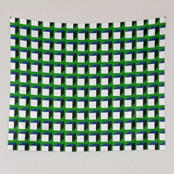 Item preview, Green | Black | White | Navy | Geometric Squares Print Pattern designed and sold by Aryeh Studio.