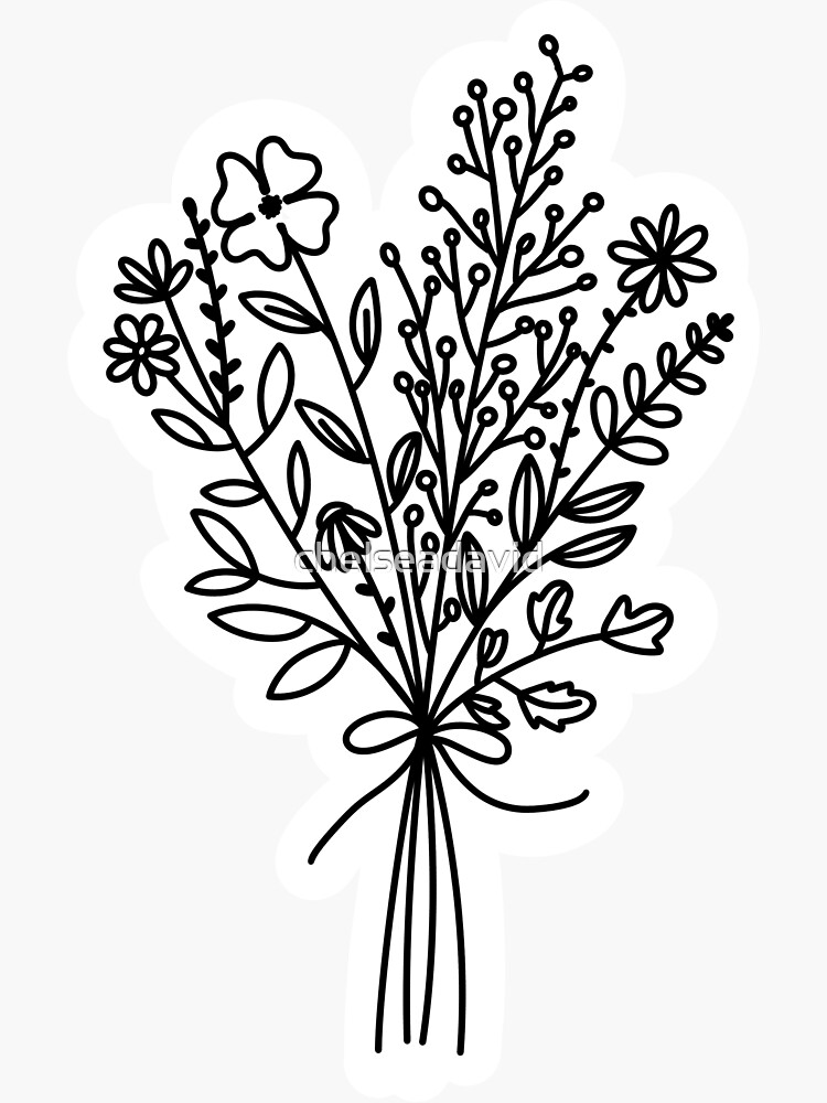 Flower Outline Sticker For Sale By Chelseadavid Redbubble