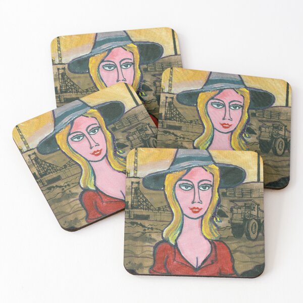 Item preview, Australian outback portrait of woman with mining background. designed and sold by Al Benge.