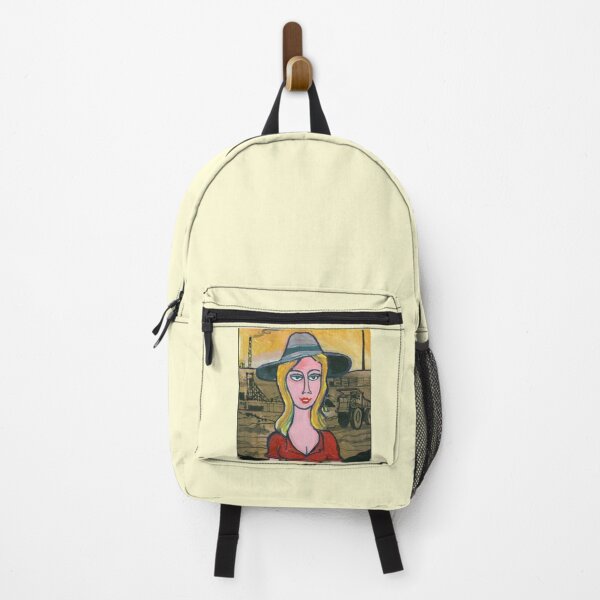 Item preview, Australian outback portrait of woman with mining background. designed and sold by Al Benge - NZ & Australian Art.