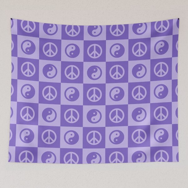 Item preview, Purple Checkered Peace Sign Pattern designed and sold by ZANGRAM.