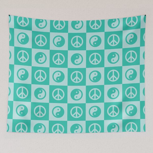 Item preview, Green Checkered Peace Sign Pattern designed and sold by ZANGRAM.