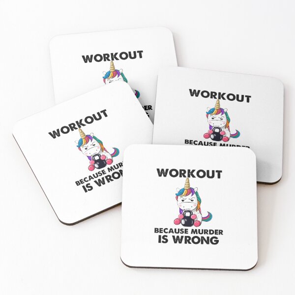 Item preview, Workout Because Murder Is Wrong Funny Fitness Gym Weightlifting Unicorn designed and sold by AngelJames.