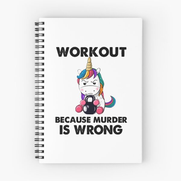 Item preview, Workout Because Murder Is Wrong Funny Fitness Gym Weightlifting Unicorn designed and sold by AngelJames.