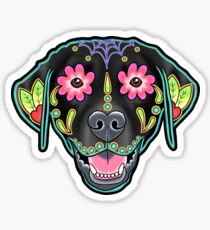 Labrador Retriever in Black- Day of the Dead Lab Sugar Skull Dog Sticker