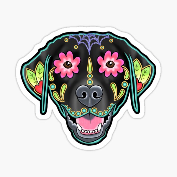 Item preview, Labrador Retriever in Black- Day of the Dead Lab Sugar Skull Dog designed and sold by Pretty In Ink.