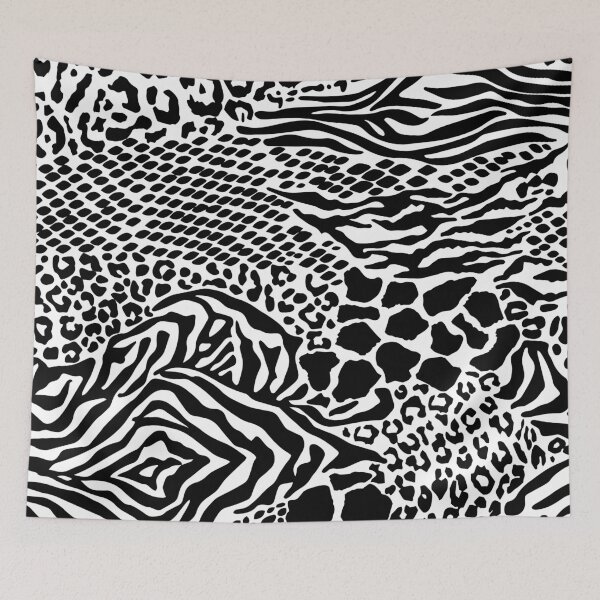 Item preview, Black and white mixed animal print seamless pattern designed and sold by mashmosh.