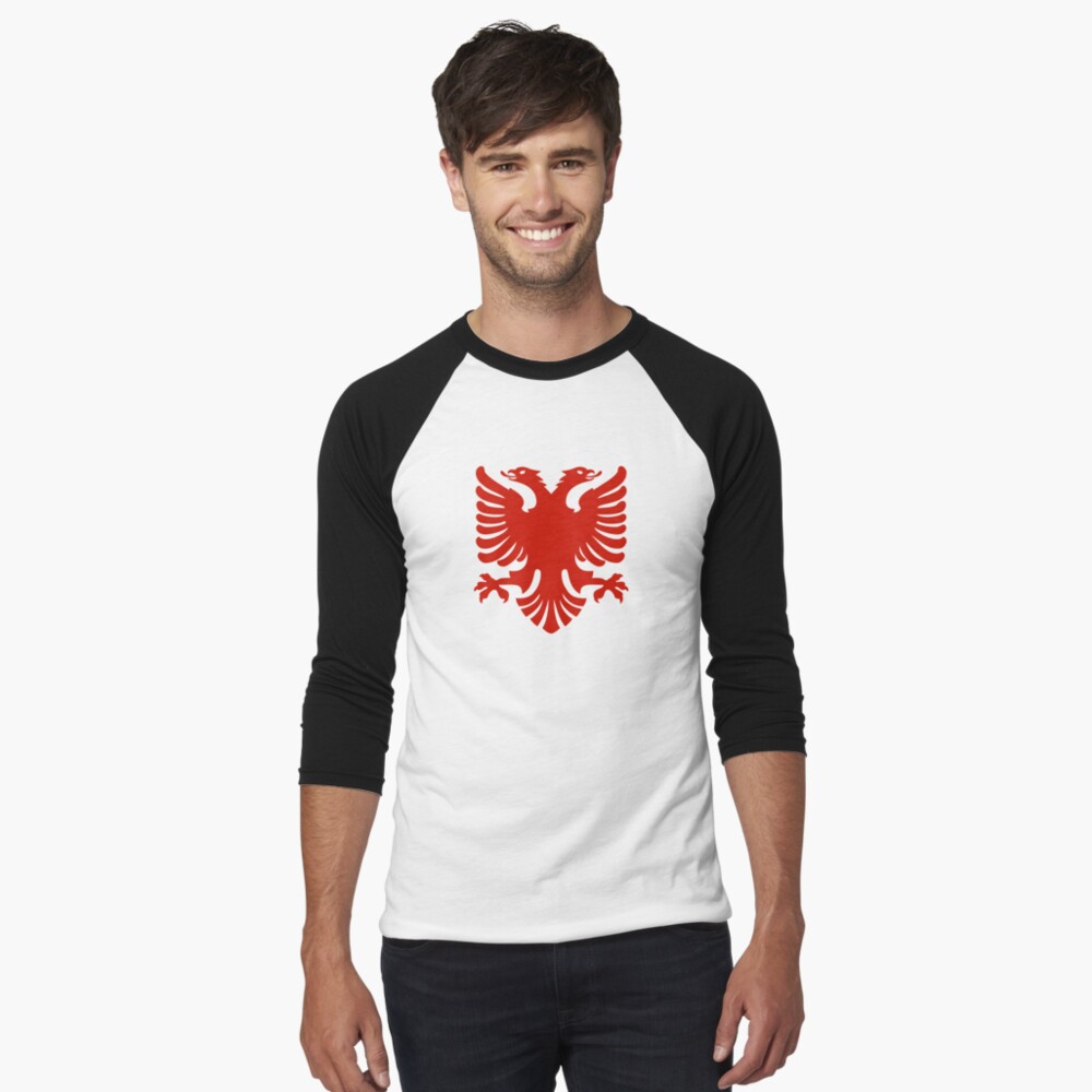 T-shirt con bandiera albania grifone albania banner shqip griffin uomo