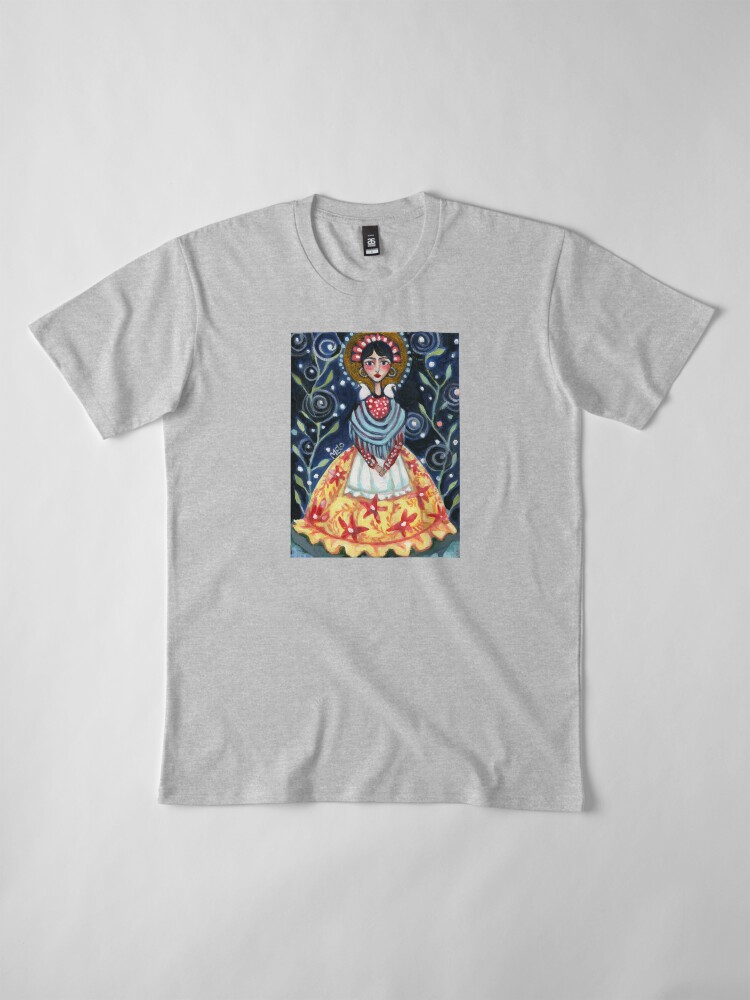 Alternate view of frida kahlo spring floral with birds, swirls, meloearth portrait, celebrity cute woman, mexican artist, flowers foliage Premium T-Shirt
