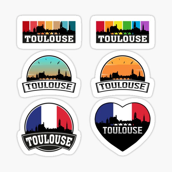 Artikel-Vorschau von Toulouse France Skyline French Flag Travel Souvenir Sticker Pack Set X6, designt und verkauft von TeeHome.