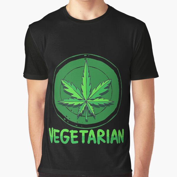 Vegetarian Circled Cannabis Leaf High Gift Graphic T-Shirt