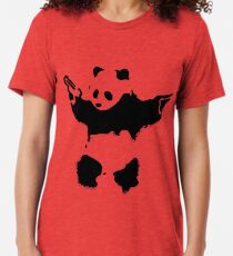 Camiseta de tejido mixto Banksy - Panda con armas de fuego