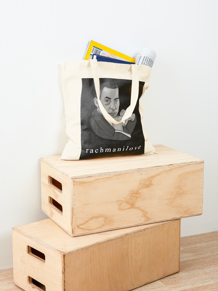 Thumbnail 4 of 5, Tote Bag, Rachmaninov "RachmaniLOVE" classical composer funny designed and sold by Jasmijn De Klerk.