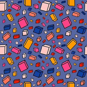 Artwork thumbnail, Colorful Block Pattern on Blue by OneLook