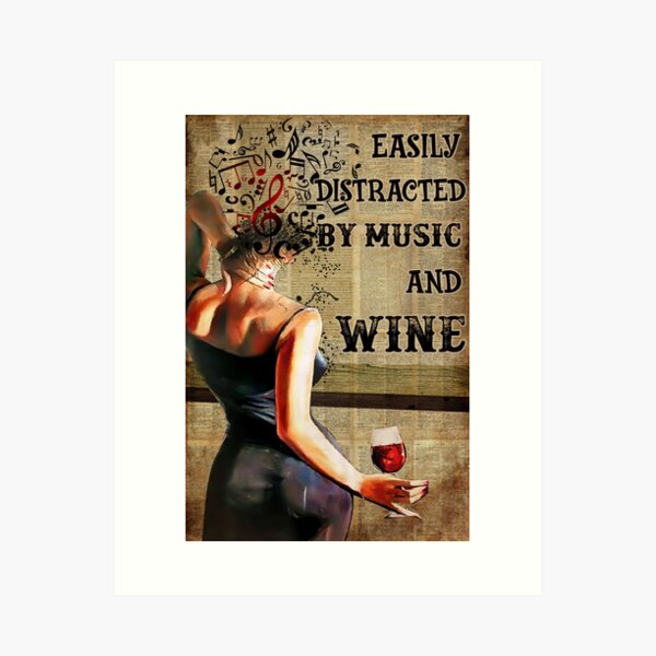 Item preview, Vintage Easily Distracted By Music And Wine designed and sold by LuvSeven.