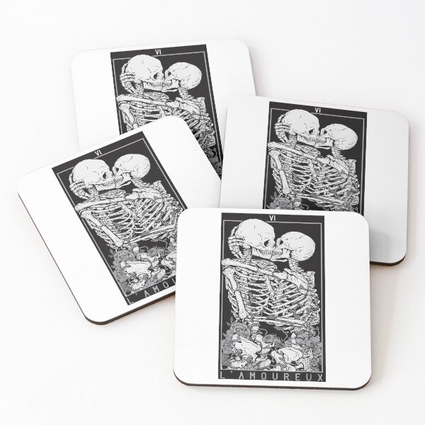 Aperçu de l'œuvre Carte de Tarot Squelette Embrasser Amour Crâne Os Horreur Gothique créée et vendue par FredericDuval.
