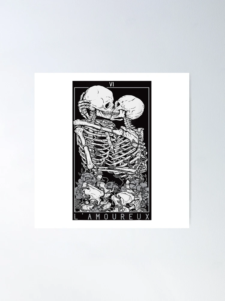 Tarot Card Kissing Skeleton Love Skull Bones Horror Goth Poster for Sale  by FredericDuval