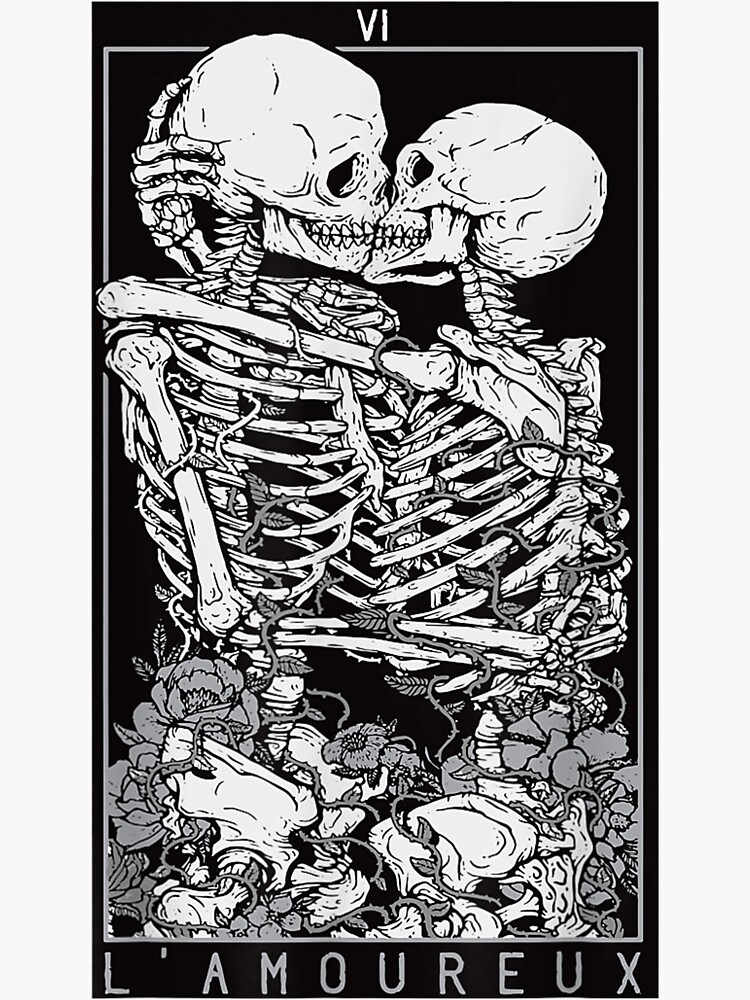 Tarrot / Card / Lovers / Goth / Horror / Skeleton / Needle Minder