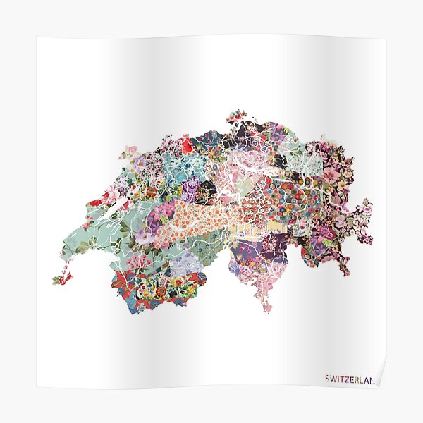 Switzerland Art Switzerland Wall Art Poster Switzerland Gift Map