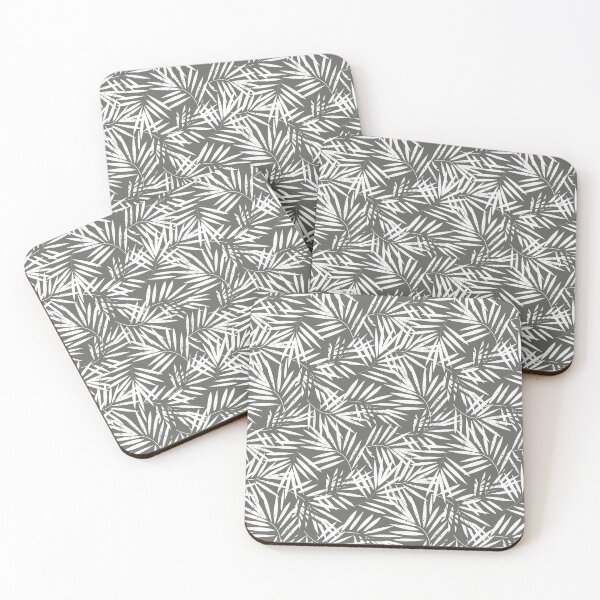 Item preview, White Tropical Palm Leaves Pattern on Grey Background designed and sold by cgroenewald.